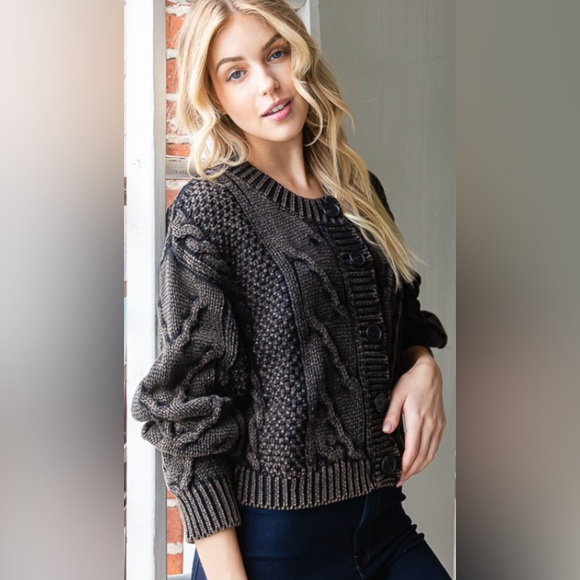 New Oli & Hali Mineral Wash Sweater Cardigan Top size XL - Picture 6 of 16